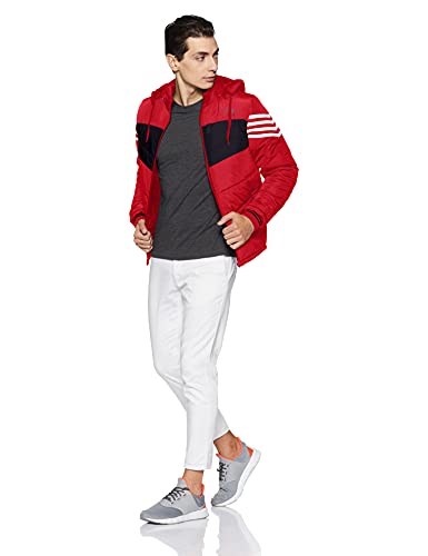 Men's Regular Fit Quilted Bomber Jacket with Detachable Hood - Winter Warm, Insulated Lining, Ribbed Cuffs, and Stylish Design