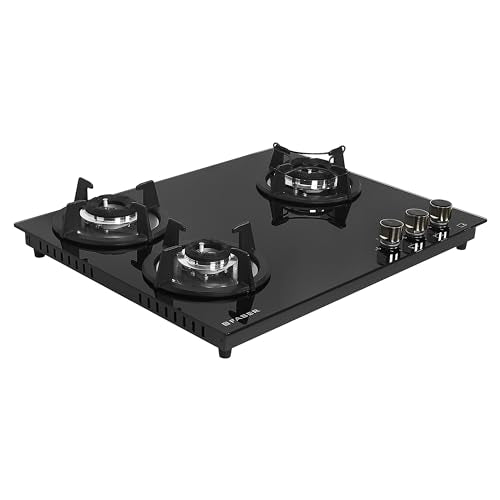 Faber Hob 4 Burner | Auto-Ignition | Spillage Proof | HOB SUPERIA HT764 BR AI | Concealed Chamber | Metal Knobs | Pan Support | Black Glass Finish |5 Yr Warranty on Burner & Glass | 1 Yr comprehensive