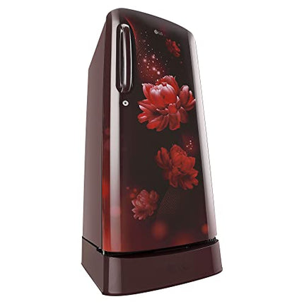 LG 185 L 5 Star Inverter Direct-Cool Single Door Refrigerator (GL-D201APZU, Shiny Steel, Base stand with drawer)