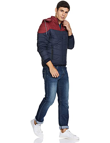 Men's Regular Fit Quilted Bomber Jacket with Detachable Hood - Winter Warm, Insulated Lining, Ribbed Cuffs, and Stylish Design