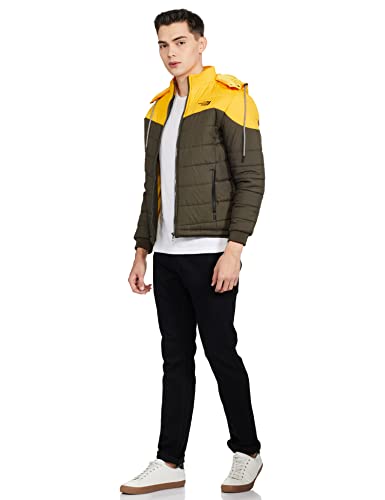 Men's Regular Fit Quilted Bomber Jacket with Detachable Hood - Winter Warm, Insulated Lining, Ribbed Cuffs, and Stylish Design