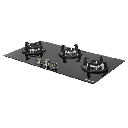 Faber Hob 4 Burner | Auto-Ignition | Spillage Proof | HOB SUPERIA HT764 BR AI | Concealed Chamber | Metal Knobs | Pan Support | Black Glass Finish |5 Yr Warranty on Burner & Glass | 1 Yr comprehensive