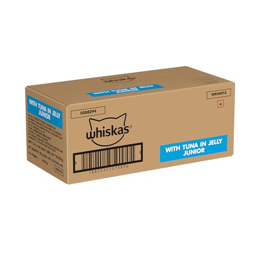 Whiskas Junior Kitten (2-12 Months) Wet Cat Food, Tuna in Jelly, 80 g, Hydrating Food Made With Real Fish, 100% Complete & Balanced Nutrition for Kittens