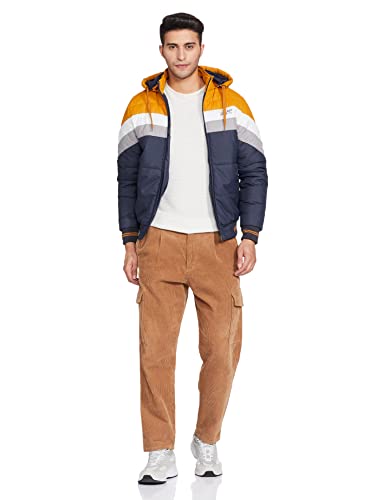 Men's Regular Fit Quilted Bomber Jacket with Detachable Hood - Winter Warm, Insulated Lining, Ribbed Cuffs, and Stylish Design