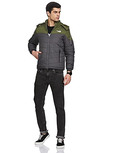 Men's Regular Fit Quilted Bomber Jacket with Detachable Hood - Winter Warm, Insulated Lining, Ribbed Cuffs, and Stylish Design