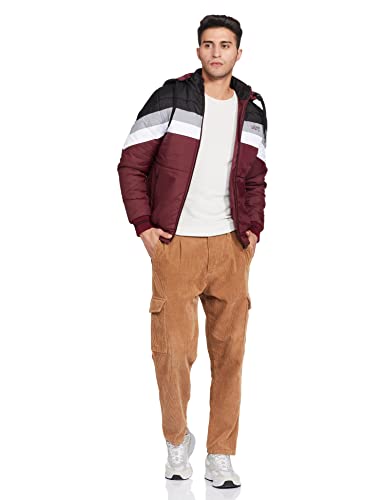 Men's Regular Fit Quilted Bomber Jacket with Detachable Hood - Winter Warm, Insulated Lining, Ribbed Cuffs, and Stylish Design