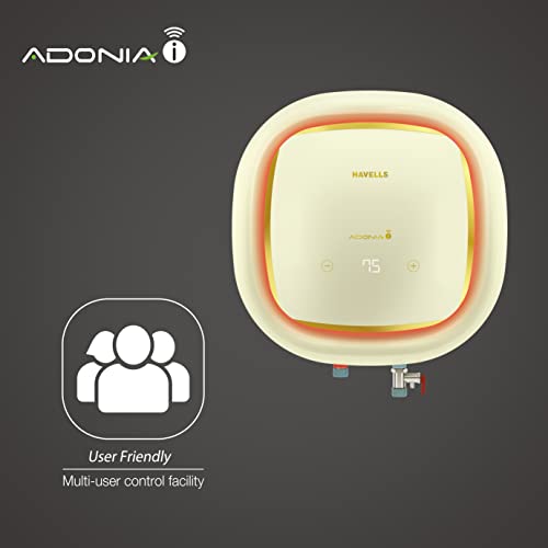 Havells Adonia-i 15 Litre Storage Water Heater(Geyser)| Wi-Fi Controlled, Smart Geyser| 5 Star Rated|Temp Sensing Color Changing LED Indicators|Digital Display| | Free Installation& Flexi Pipes(Ivory) 