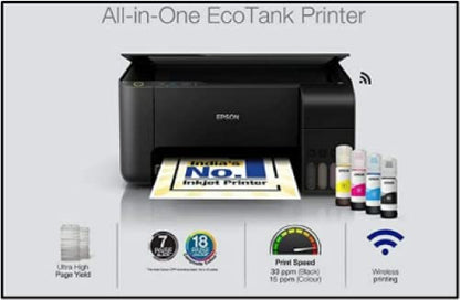 Epson Ecotank L3252 Wi-Fi All-in-One Ink Tank Wireless Color LED Printers (Black)