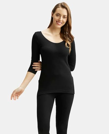 Jockey 2503 Women's Super Combed Cotton Rich Three Quarter Sleeve Thermal Tailored Fit Top with Stay Warm Technology