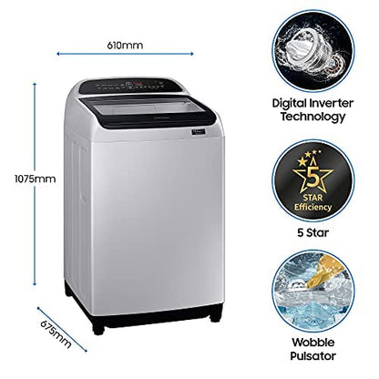 Samsung 9 kg, 5 star, Ecobubble, Wi-Fi, Digital Inverter, Soft Closing Door, Fully-Automatic Top Load Washing Machine (WA90BG4542BDTL, Versailles Gray)