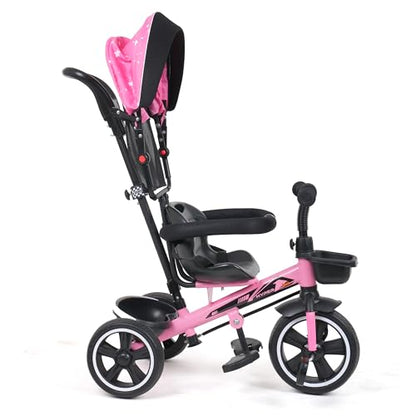 Luusa TFT Hyper 500 PRO Canopy/Plug N Play Trike/Baby Tricycle with Parental Control for 1 Years to 4 Years Boys/Girls/Carrying Capacity Upto 30kgs Proudly Made in India,Pink,Black