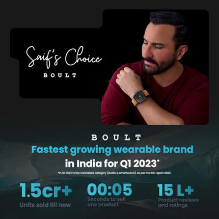 Boult Newly Launched Crown Smart Watch 1.95'' Display, Bluetooth Calling, Working Crown, Zinc Alloy Frame, 900 Nits Brightness, AI Voice Assistant, SpO2 Monitoring, 100+ Sports Mode (Black) 