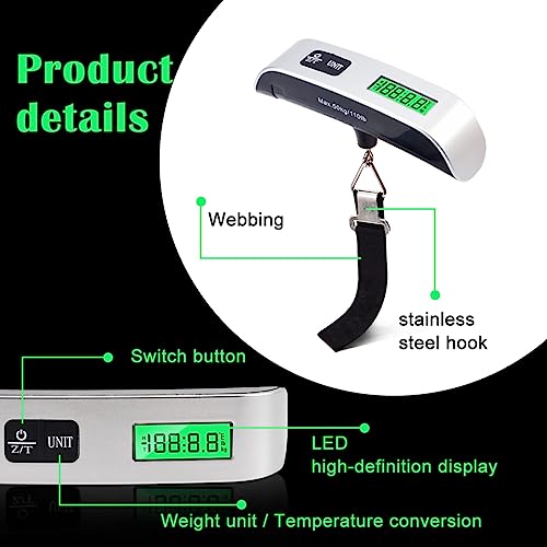 GLUN® Electronic Portable Digital LED Screen Luggage Weighing Scale, 50 kg/110 Lb For Multi-Purpose Use.