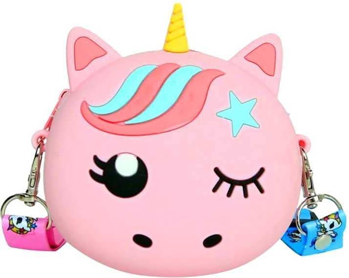 EITHEO Girls Mini Unicorn Fuzzy Silicon sling Bag Crossbody Kids Girl's Shoulder Messenger Side Small Bag for casual party messenger bag for women Coin wallet purse party zipper pocket Travel Bag