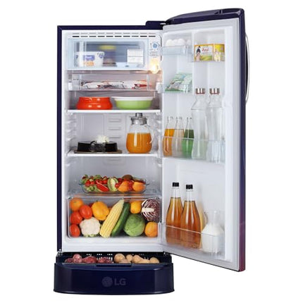 LG 185 L 5 Star Inverter Direct-Cool Single Door Refrigerator (GL-D201APZU, Shiny Steel, Base stand with drawer)