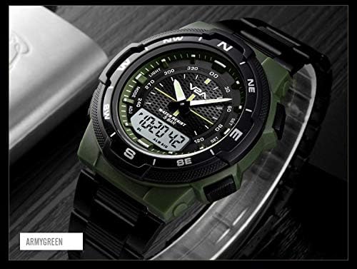 V2A Analogue - Digital Men's Watch (Black Dial Silver Colored Strap)