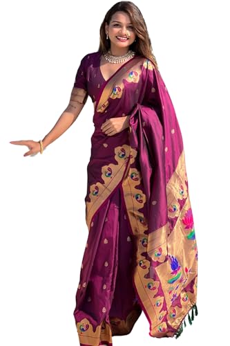 SGF11 Women's Kanjivaram Paithani Pure Soft Silk Saree For Womens With Unstitched Blouse Piece