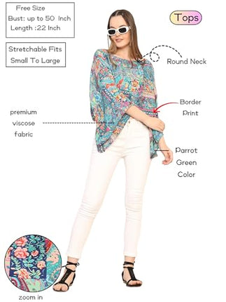 KE KANHA EXPORTS top Stylish Women Tops Multi-Neck Option-Round,v-Neck,Boat Neck Loose fit Variety of Sleeves Tops Boho Floral Western top fit to All Women Shape