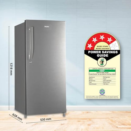 Haier 165 L, 1 Star, Direct-Cool Single Door Refrigerator (HED-171RS-P, Red Mono, 2024 Model)