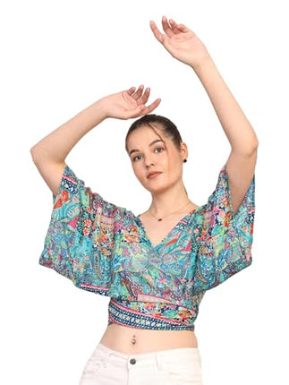 KE KANHA EXPORTS top Stylish Women Tops Multi-Neck Option-Round,v-Neck,Boat Neck Loose fit Variety of Sleeves Tops Boho Floral Western top fit to All Women Shape