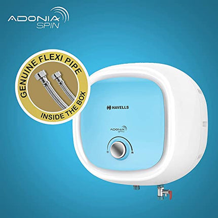 Havells Adonia Spin 25 Litre Storage Water Heater(Geyser)| Temperature Sensing LED Knob| Glass Coated Anti Rust Tank|Warranty: 7 Year on Tank| With Shock Safe Plug |Free Installation & Flexi Pipes 