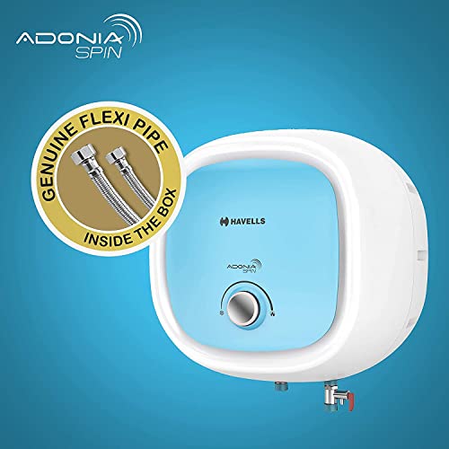 Havells Adonia Spin 25 Litre Storage Water Heater(Geyser)| Temperature Sensing LED Knob| Glass Coated Anti Rust Tank|Warranty: 7 Year on Tank| With Shock Safe Plug |Free Installation & Flexi Pipes