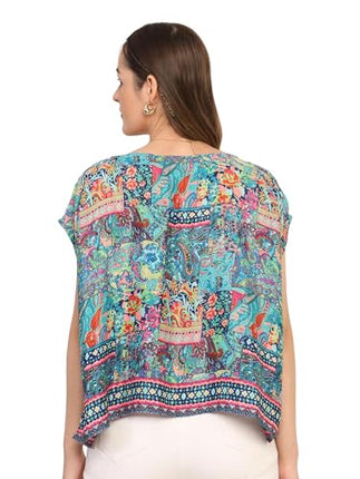 KE KANHA EXPORTS top Stylish Women Tops Multi-Neck Option-Round,v-Neck,Boat Neck Loose fit Variety of Sleeves Tops Boho Floral Western top fit to All Women Shape