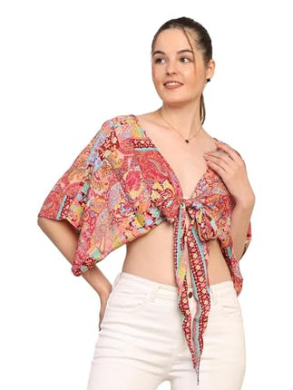 KE KANHA EXPORTS top Stylish Women Tops Multi-Neck Option-Round,v-Neck,Boat Neck Loose fit Variety of Sleeves Tops Boho Floral Western top fit to All Women Shape