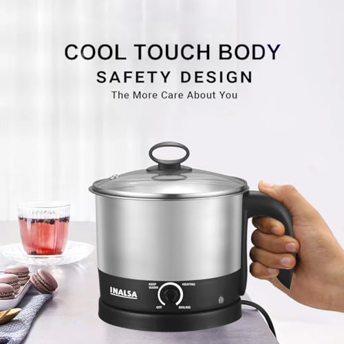 INALSA Premium English Finish Electric kettle|Analogue Temperature Display|2 Yr Warranty|Non Toxic SS Inner Body|Detachable Mesh Filter with Safety Cap (Callisto)