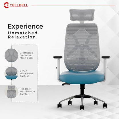 CELLBELL C190 Berlin Office Chair, High Back Mesh Ergonomic Home Office Desk Chair (Red - Black)