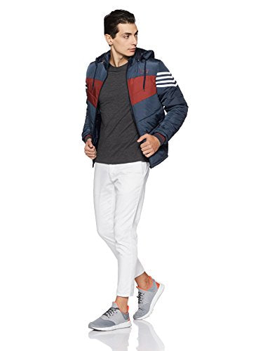 Men's Regular Fit Quilted Bomber Jacket with Detachable Hood - Winter Warm, Insulated Lining, Ribbed Cuffs, and Stylish Design