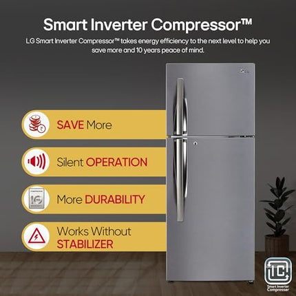 LG 242 L 3 Star Smart Inverter Frost-Free Double Door Refrigerator (GL-I292RPZX, Shiny Steel, Door Cooling+) 