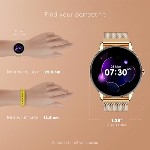 Noise Twist Go Bluetooth Calling Smart Watch for Women with Sleek Metal Dial, Glossy Finish, 1.39" Display, 100+ Watch Faces, IP68, Sleep Tracking, Voice Assistance, Upto 7 Days Battery (Gold Link) 