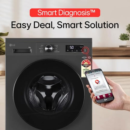 LG 8 Kg, 5 Star, Wi-Fi, Direct Drive Technology, Steam Wash, 6 Motion DD, Fully-Automatic Front Load Washing Machine (FHB1208Z4M, Allergy Care, In-Built Heater, Touch Panel, 2024 model, Middle Black) 