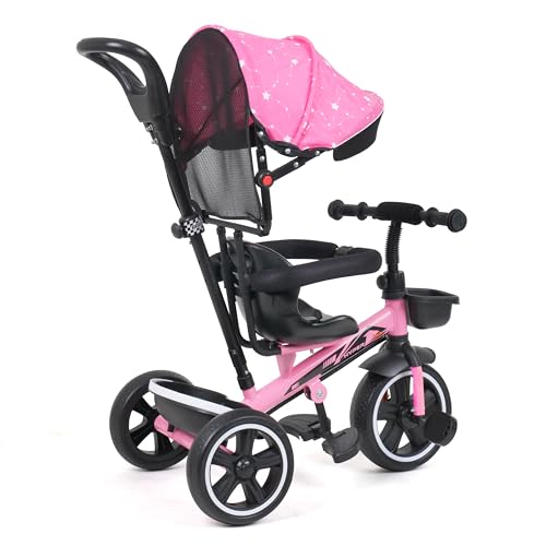 Luusa TFT Hyper 500 PRO Canopy/Plug N Play Trike/Baby Tricycle with Parental Control for 1 Years to 4 Years Boys/Girls/Carrying Capacity Upto 30kgs Proudly Made in India,Pink,Black