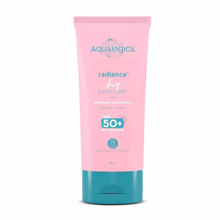 Aqualogica Radiance+ Dewy Sunscreen SPF 50+ PA+++ | With Watermelon & Niacinamide | For UVA/B & Blue Light Protection | Makes Skin Radiant & Bright | For Men & Women | 50 g