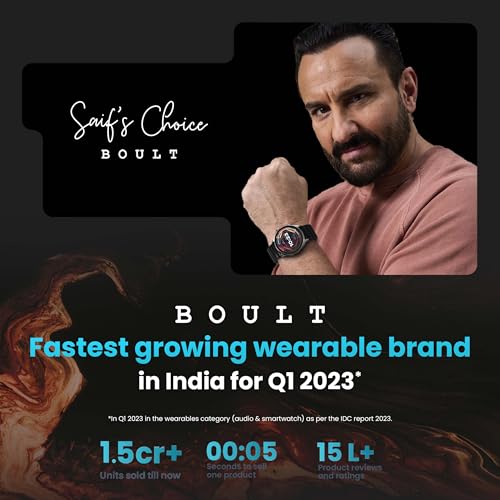 Boult Newly Launched Rover Pro Smart Watch 1.43'' AMOLED, Bluetooth Calling, IP68, Zinc Alloy Frame, 1000 Nits Brightness, AI Voice Assistant, SpO2 Monitoring, 120+ Sports Mode Smartwatch (Regal)