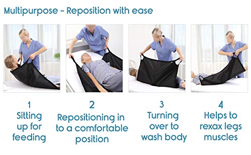 KosmoCare Patient Aid Positioning Sheet With Handles 42" X 36",Made With A Double Layer For Added Strenght,Transfer Sheet For Turning,Repositioning & Sitting Up,Washable Patient Positioning Sheet