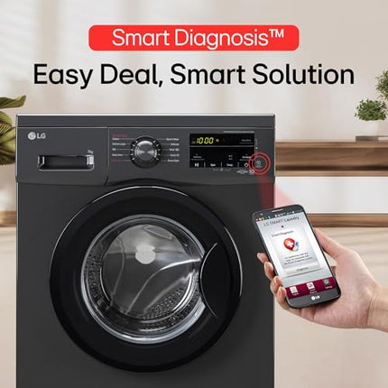 LG 7 Kg, 5 Star, Direct Drive Technology, Steam Wash, 6 Motion DD, Smart Diagnosis, Fully-Automatic Front Load Washing Machine (FHM1207SDM, Allergy Care, In-Built Heater, Touch Panel, Middle Black) 