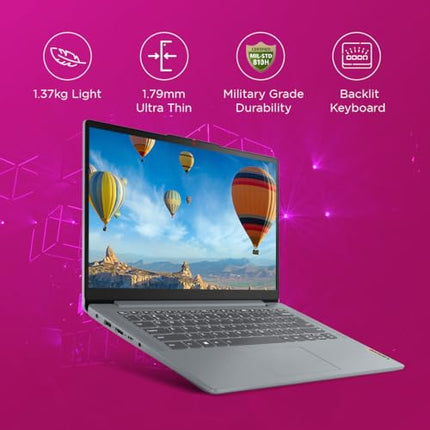 Lenovo IdeaPad Slim 3 12th Gen Intel Core i5-12450H 14" (35.5cm) FHD 250 Nits Thin & Light Laptop (16GB/512GB SSD/Win 11/Office 21/1Yr Warranty/Alexa built-in/3 mon. Game Pass/Grey/1.37Kg), 83EQ005VIN 