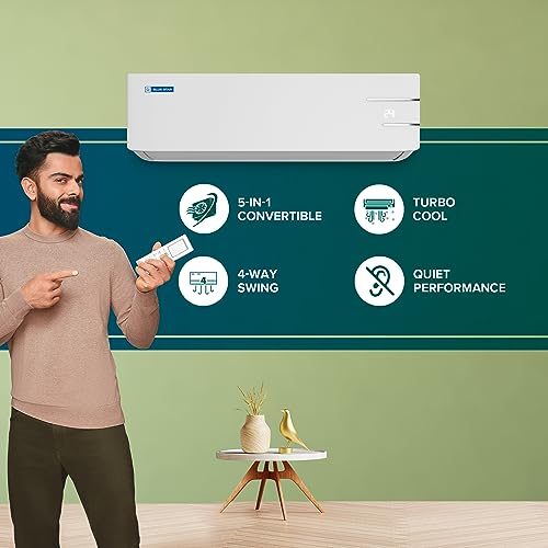 Blue Star 1.5 Ton 3 Star, 60 Months Warranty, Wi-Fi Smart Inverter Split AC (Copper, 5 in 1 Convertible Cooling, 4-Way Swing, Turbo Cool, Voice Command, IC318YNUS, 2024 Model, White) 