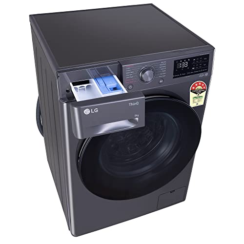 LG 7 Kg, 5 Star, Direct Drive Technology, Steam Wash, 6 Motion DD, Smart Diagnosis, Fully-Automatic Front Load Washing Machine (FHM1207SDM, Allergy Care, In-Built Heater, Touch Panel, Middle Black)