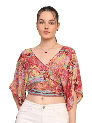 KE KANHA EXPORTS top Stylish Women Tops Multi-Neck Option-Round,v-Neck,Boat Neck Loose fit Variety of Sleeves Tops Boho Floral Western top fit to All Women Shape