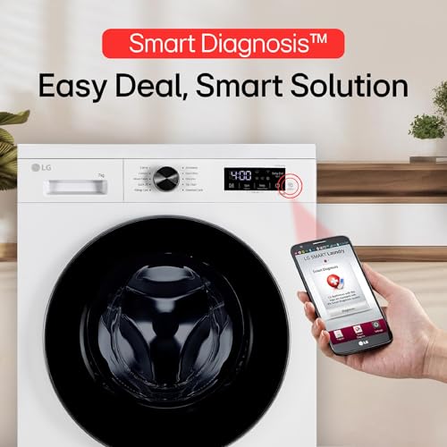 LG 7 Kg, 5 Star, Direct Drive Technology, Steam Wash, 6 Motion DD, Smart Diagnosis, Fully-Automatic Front Load Washing Machine (FHM1207SDM, Allergy Care, In-Built Heater, Touch Panel, Middle Black)