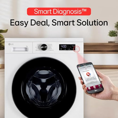 LG 7 Kg, 5 Star, Direct Drive Technology, Steam Wash, 6 Motion DD, Smart Diagnosis, Fully-Automatic Front Load Washing Machine (FHM1207SDM, Allergy Care, In-Built Heater, Touch Panel, Middle Black)