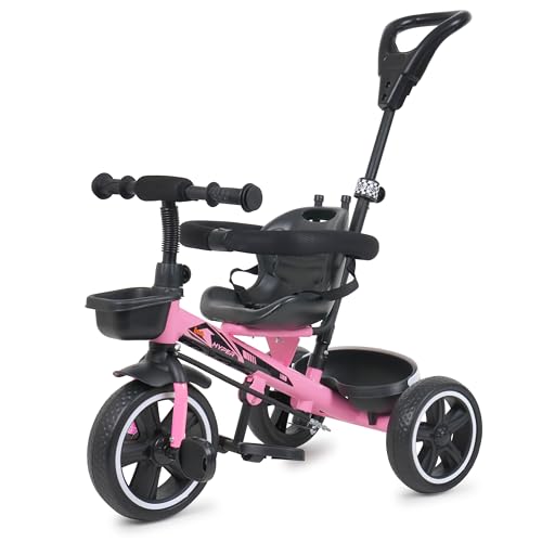 Luusa TFT Hyper 500 PRO Canopy/Plug N Play Trike/Baby Tricycle with Parental Control for 1 Years to 4 Years Boys/Girls/Carrying Capacity Upto 30kgs Proudly Made in India,Pink,Black