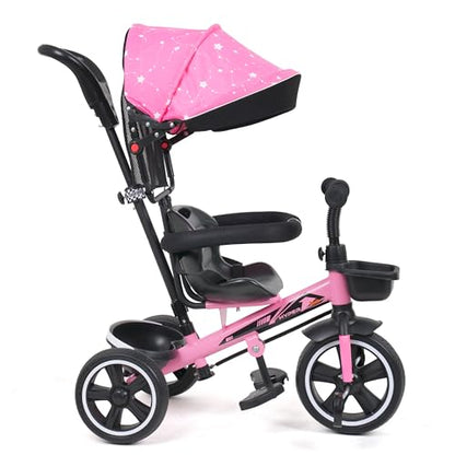 Luusa TFT Hyper 500 PRO Canopy/Plug N Play Trike/Baby Tricycle with Parental Control for 1 Years to 4 Years Boys/Girls/Carrying Capacity Upto 30kgs Proudly Made in India,Pink,Black