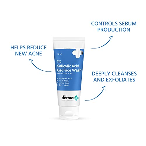 The Derma Co 1% Salicylic Acid Gel Face Wash with Salicylic Acid & Witch Hazel for Active Acne - 100 ml