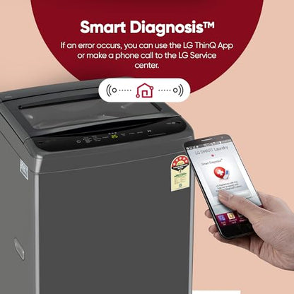 LG 8 Kg 5 Star Smart Inverter Technology Fully Automatic Top Load Washing Machine (2025 Model, T80VBMB4Z, Turbodrum, Auto Prewash, Stainless Steel drum, LED Display, Smart Diagnosis, Middle Black)