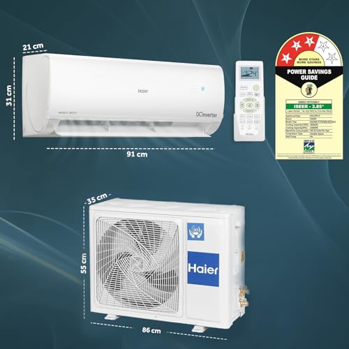 Haier 1.5 Ton 3 Star Triple Inverter Smart Split AC (Copper, Wi-Fi, 4-Way Swing, 7 in 1 Convertible, HD Filter, Cools at 60°C Temp, Long Air Throw - HSU50K-PYFW3BN-INV, 2024 Model - White) 